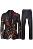 Notched Lapel Jacquard 2 Piece Purple Men's Prom Suits