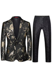 Notched Lapel Jacquard 2 Piece Purple Men's Prom Suits