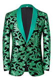 Green Jacquard Shawl Lapel 2 Pieces Men's Prom Suits