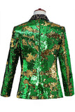 Sparkly Shawl Lapel Purple and Blue Sequins Men's Prom Blazer