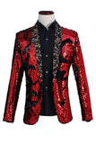 Sparkly Shawl Lapel Purple and Blue Sequins Men's Prom Blazer