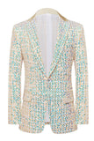 Sparkly Champagne 2 Pieces Notched Lapel Men's Prom Suits with Sequins