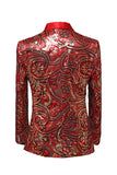 Sparkly Sequins Red Shawl Lapel Men's Prom Blazer