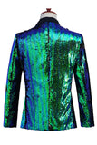 Sparkly Silver and Golden Shawl Lapel Sequins Men's Prom Blazer