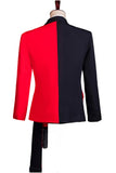 Black and Red 2 Piece Peak Lapel Men's Suits with Sash