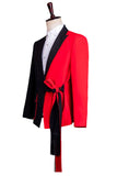 Black and Red 2 Piece Peak Lapel Men's Suits with Sash