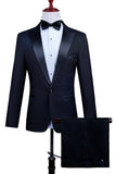 Sparkly Black 2 Pieces Peak Lapel Beaded One Button Men's Suits