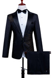 Sparkly Black 2 Pieces Peak Lapel Beaded One Button Men's Suits