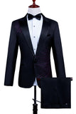Sparkly Black 2 Pieces Peak Lapel Beaded One Button Men's Suits