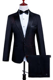 Sparkly Black 2 Pieces Peak Lapel Beaded One Button Men's Suits