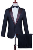 Sparkly White Peak Lapel 2 Piece Men's Prom Suits with Beading