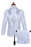Sparkly White Peak Lapel 2 Piece Men's Prom Suits with Beading