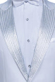 Sparkly White Peak Lapel 2 Piece Men's Prom Suits with Beading