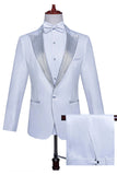 Sparkly White Peak Lapel 2 Piece Men's Prom Suits with Beading