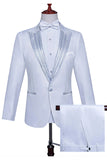 Sparkly White Peak Lapel 2 Piece Men's Prom Suits with Beading