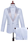 Sparkly White Peak Lapel 2 Piece Men's Prom Suits with Beading