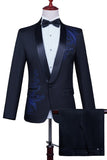 Sparkly White Shawl Lapel Slim Fit Beaded 2 Piece Men's Prom Suits