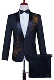 Sparkly White Shawl Lapel Slim Fit Beaded 2 Piece Men's Prom Suits