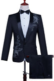 Sparkly White Shawl Lapel Slim Fit Beaded 2 Piece Men's Prom Suits