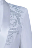 Sparkly White Shawl Lapel Slim Fit Beaded 2 Piece Men's Prom Suits