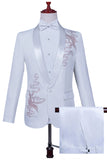 Sparkly White Shawl Lapel Slim Fit Beaded 2 Piece Men's Prom Suits