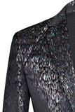 Sparkly Black Floral Notched Lapel 2 Piece Men's Prom Suits