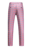 Pink Plaid Notched Lapel One Button 3 Piece Men's Prom Suits