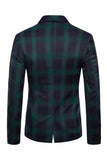 Navy Shawl Lapel Plaid Slim Fit Men's Prom Blazer