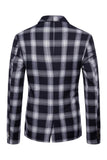Navy Shawl Lapel Plaid Slim Fit Men's Prom Blazer