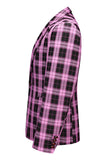 Red Vintage Notched Lapel Plaid Men's Prom Blazer