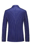Blue Peak Lapel Striped 2-Piece Slim Fit Men's Suits