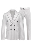Blue Peak Lapel Striped 2-Piece Slim Fit Men's Suits