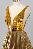 Golden Mirror Metallic A Line Short Homecoming Dress