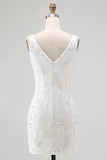 White Bodycon Sequin Short Homecoming Dress