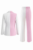 2 Piece White Pink Peak Lapel One Button Women's Suits