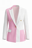 2 Piece White Pink Peak Lapel One Button Women's Suits