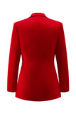 Red 2-Piece Notched Lapel Women Prom Suits With Pockets