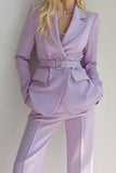 Lilac 2 Piece Notched Lapel Long Sleeves Business Suits