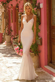Simple Ivory Mermaid Spaghetti Straps Wedding Dress