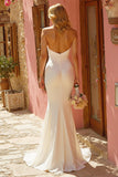 Ivory Halter Mermaid Long Wedding Dress
