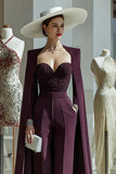 Long Sleeves Cabernet Mother Of The Bride Jumpsuits with Pockets