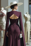 Long Sleeves Cabernet Mother Of The Bride Jumpsuits with Pockets