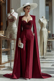 Long Sleeves Cabernet Mother Of The Bride Jumpsuits with Pockets