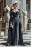 Long Sleeves Cabernet Mother Of The Bride Jumpsuits with Pockets