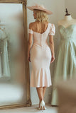 One Shoulder Mermaid Candy Pink Midi Mother Of The Bride Dress