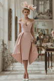 Sheath Off The Shoulder Blush Pink Mother Of The Bride Dress