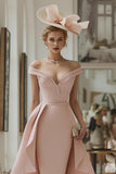 Sheath Off The Shoulder Blush Pink Mother Of The Bride Dress