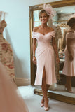 Sheath Blush Pink Off The Shoulder Mother Of The Bride Dress with Slit