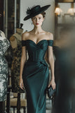 Off The Shoulder Pine Sheath Corset Mother Of The Bride Dress
