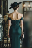 Off The Shoulder Pine Sheath Corset Mother Of The Bride Dress